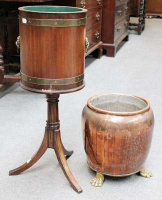 Lot 1171 - A Brass Bound Mahogany Planter, with ring and...