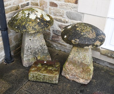 Lot 591 - Two Graduated Carved Staddle Stones, 19th...