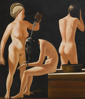 Lot 1066 - Alexei Basanov (b.1959) Russian Three bathers...