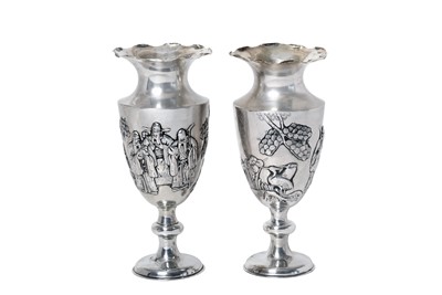 Lot 2078 - A Pair of Chinese Export Silver Vases