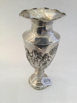 Lot 2078 - A Pair of Chinese Export Silver Vases