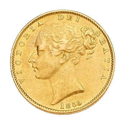 Lot 173 - Victoria, Sovereign 1859, obv. young head left,...