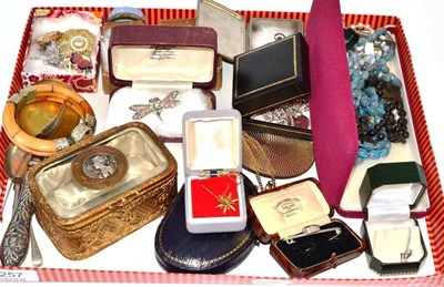 Lot 257 - A quantity of costume jewellery including paste brooches, a gilt locket etc