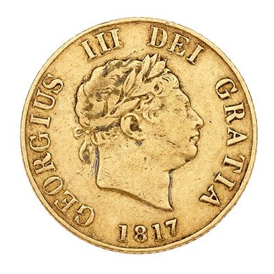 Lot 166 - George III, Half Sovereign 1817; obv. laureate...