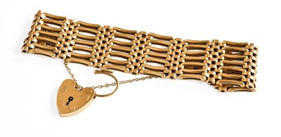 Lot 398 - A 9 Carat Gold Gate Link Bracelet, length 18.5cm