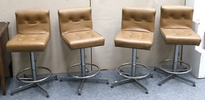 Lot 1133 - A Set of Four Leather Bar Stools with Button...