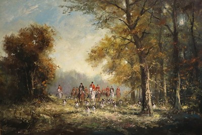 Lot 1067 - British School (20th Century) Hunting scene in...