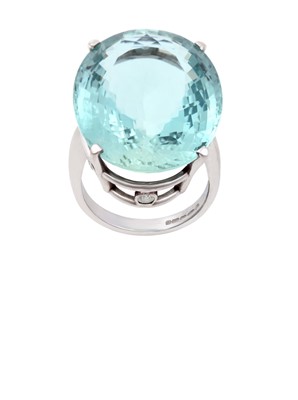 Lot 2221 - An 18 Carat White Gold Aquamarine and Diamond...