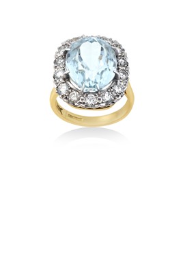 Lot 2269 - An 18 Carat Gold Aquamarine and Diamond...