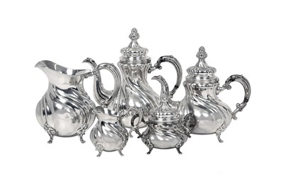 Lot 213 - A Five-Piece German Silver Tea and...