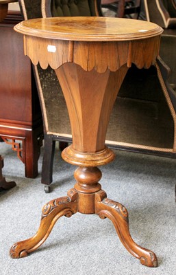 Lot 1185 - A Victorian Figured Walnut Work Table, with...