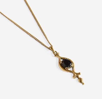 Lot 311 - A 9 Carat Gold Garnet Pendant on A 9 Carat...