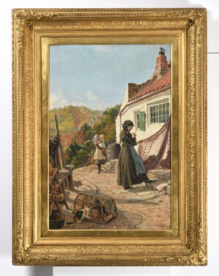 Lot 1060 - Ralph Hedley (1848-1913) “Mending the Nets”...