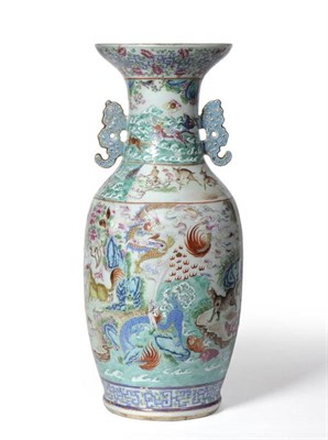 Lot 179 - A Chinese Famille Rose Porcelain Vase, 19th century, the shouldered ovoid body with flared...