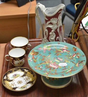 Lot 282 - Two cups, a saucer, tazza and jug