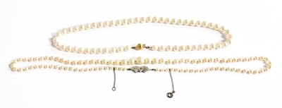 Lot 395 - A Graduated Cultured Pearl Necklace, knotted...