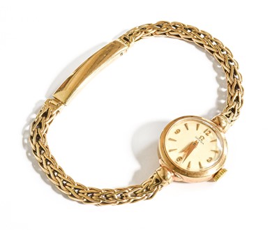 Lot 382 - A Lady's 9 Carat Gold Omega Wristwatch, manual...