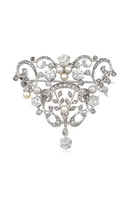 Lot 2204 - A Mid-Late 19th Century Pearl and Diamond...