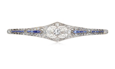 Lot 2222 - An Art Deco Sapphire and Diamond Brooch the...