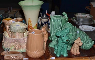 Lot 286 - Sylvac dogs, vases, Clarice Cliff vase, Wade etc