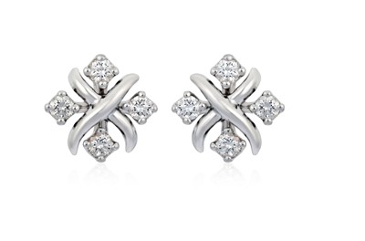 Lot 2296 - A Pair of Diamond 'Lynn' Earrings, by Tiffany...