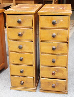 Lot 1433 - A Pair of Victorian Scumbled Pine Six Drawer...