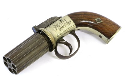 Lot 350 - A 19th Century Six Shot Percussion Pepperbox...