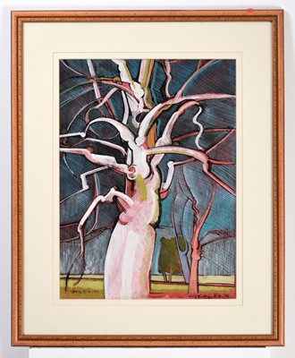 Lot 76 - Geoffrey Key (b.1941) "White Tree" Signed and...