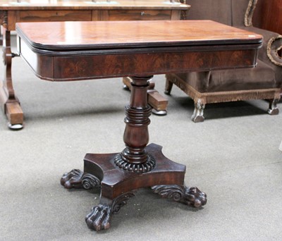 Lot 1321 - A Regency Mahogany Fold Over Tea Table, on...