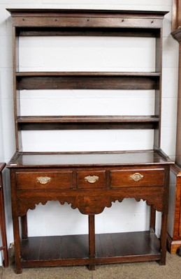 Lot 1277 - A George III Oak Dresser and Rack of Small...