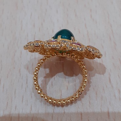 Lot 2119 - A Diamond, Ruby and Emerald Cluster Ring the...