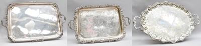 Lot 461 - Three Assorted Silver Plate Trays, two oblong...