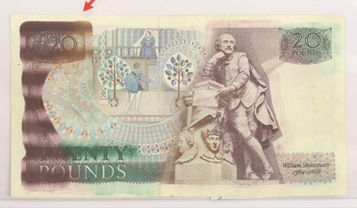 Lot 463 - Bank of England £20 Error Note; Series D,...