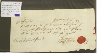 Lot 454 - Robert Fowles, Written Cheque 1699, a cheque...