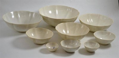 Lot 296 - Set of eight modern Sung style Chinese bowls in various sizes