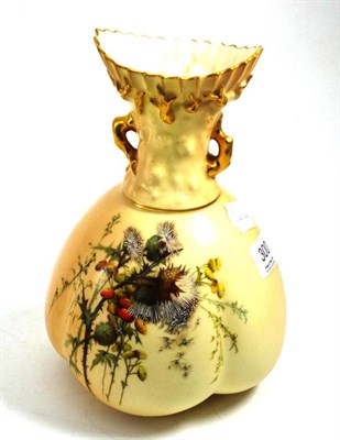 Lot 300 - A Royal Worcester blush ivory vase, shape 1663, painted with thistles