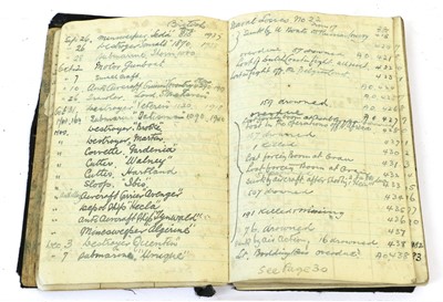 Lot 84 - A Handwritten Notebook Recording Naval and Air...