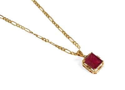 Lot 174 - A 9 Carat Gold Ruby Pendant on A 9 Carat Gold...