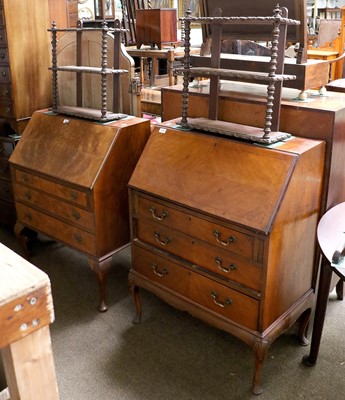 Lot 1298 - A 20th Century Walnut Bureau; together with a...