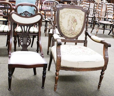 Lot 1343 - A Walnut Armchair, and another