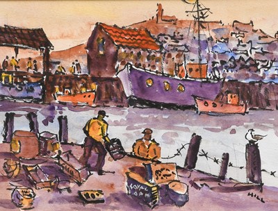 Lot 1031 - Eric Hill (b.1921) "Whitby Harbour" Signed,...