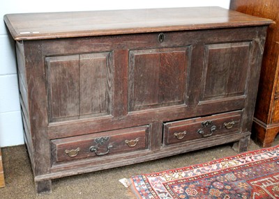 Lot 1387 - An 18th Century Oak Mule Chest, 133cm by 53cm...