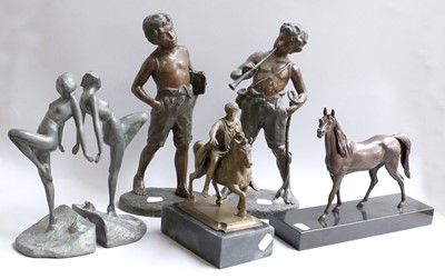 Lot 204 - A Pair of Victorian Spelter Figures of Boys,...