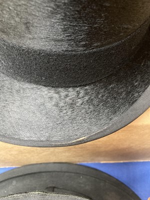 Lot 2216 - Austin Reed Black Silk Top Hat in a Herbert...