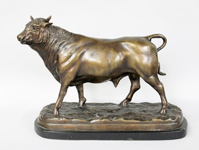 Lot 452 - A Patinated Spelter model of a Bull