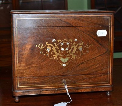 Lot 326 - Mahogany drinks cabinet inlaid with brass and mother of pearl (a.f.)