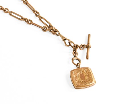 Lot 399 - A Watch Chain, suspending a locket, both...