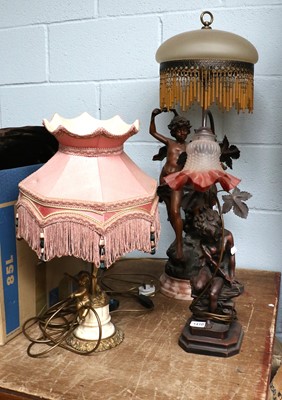 Lot 1410 - A Gilt Figural Table Lamp and two other...