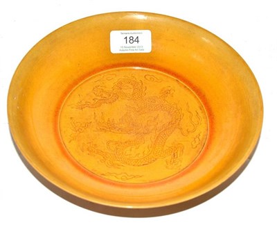 Lot 184 - A Chinese Porcelain Yellow Ground Saucer Dish, Chenghua reign mark but not of the period,...