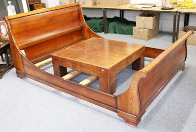 Lot 1194 - A Cherry Wood Double Sleigh Bed, makers And So...